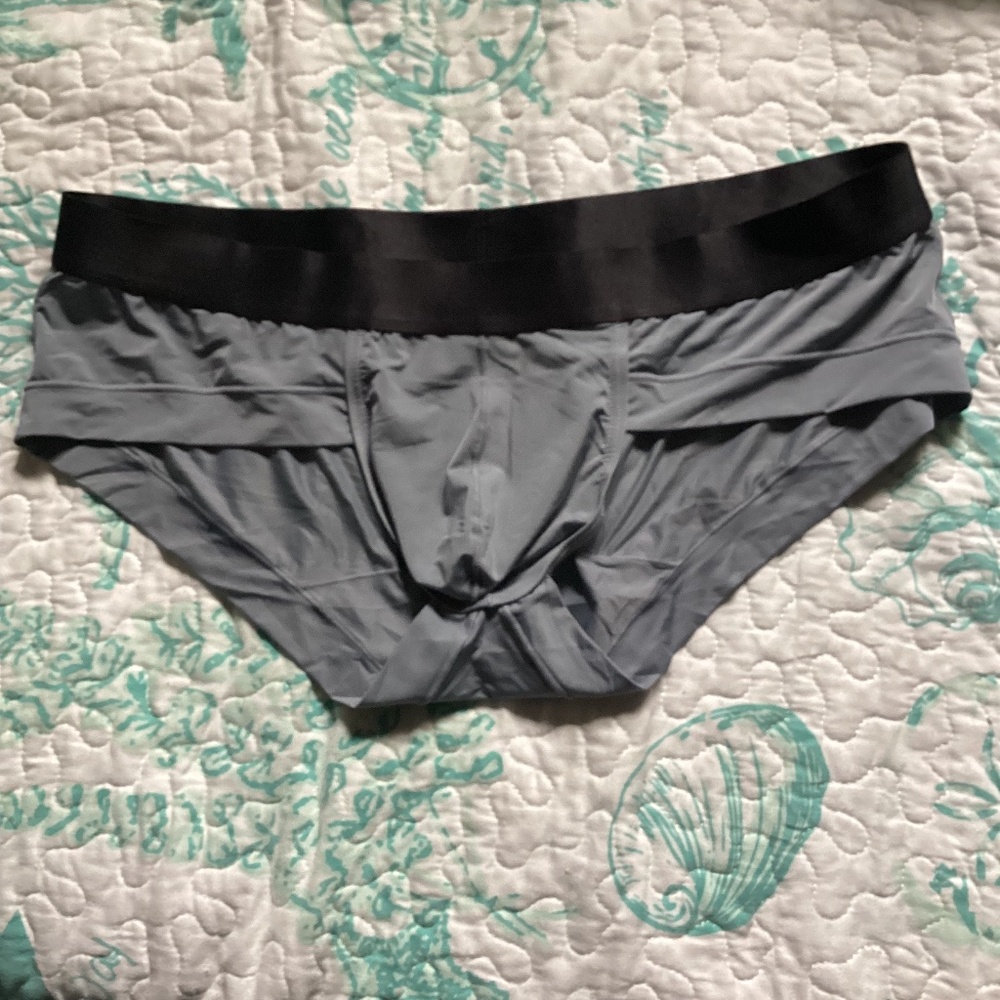 Grey and black, sexy, silky brief, fits like medium - Picture 2 of 5